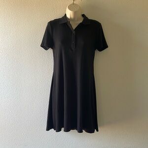 H&M black ribbed short collared dress, large, nwt
